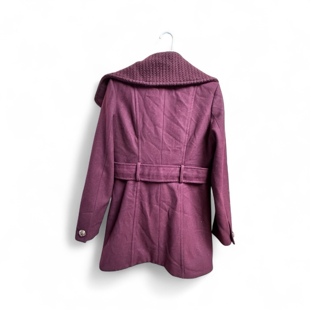 Kenneth Cole New York Wool Blend Peacoat Size 8 Plum Purple Knit Collar Jacket - Picture 3 of 7